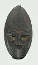 VINTAGE GHANAIAN TRIBAL WALL HANGING MASK IN BLACK & RED