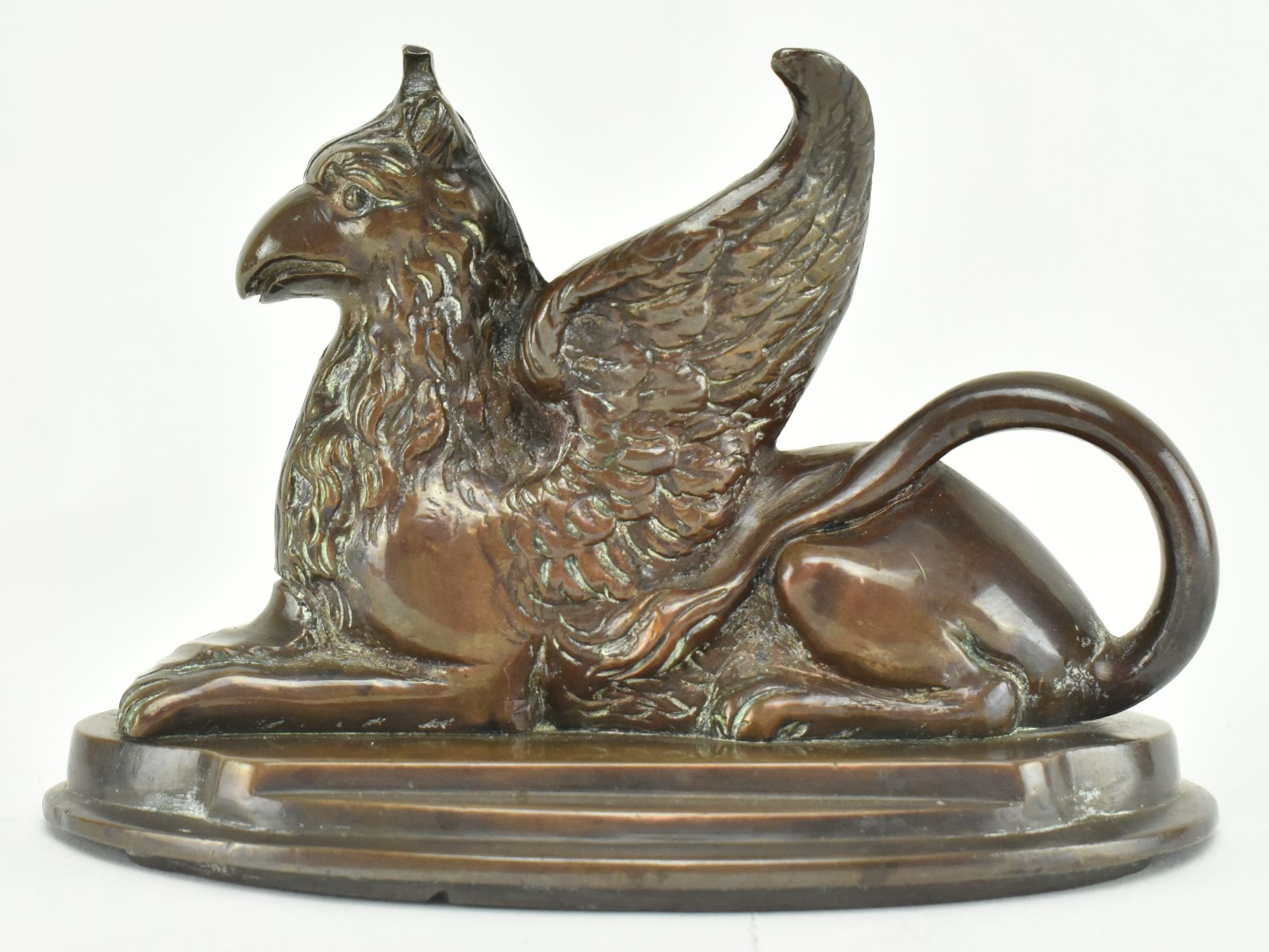 19TH CENTURY BRONZE GRIFFIN CANDLESTICK HOLDER - Image 4 of 6
