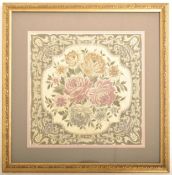 VICTORIAN FRAMED AND GLAZED FLORAL EMBROIDERY PANEL