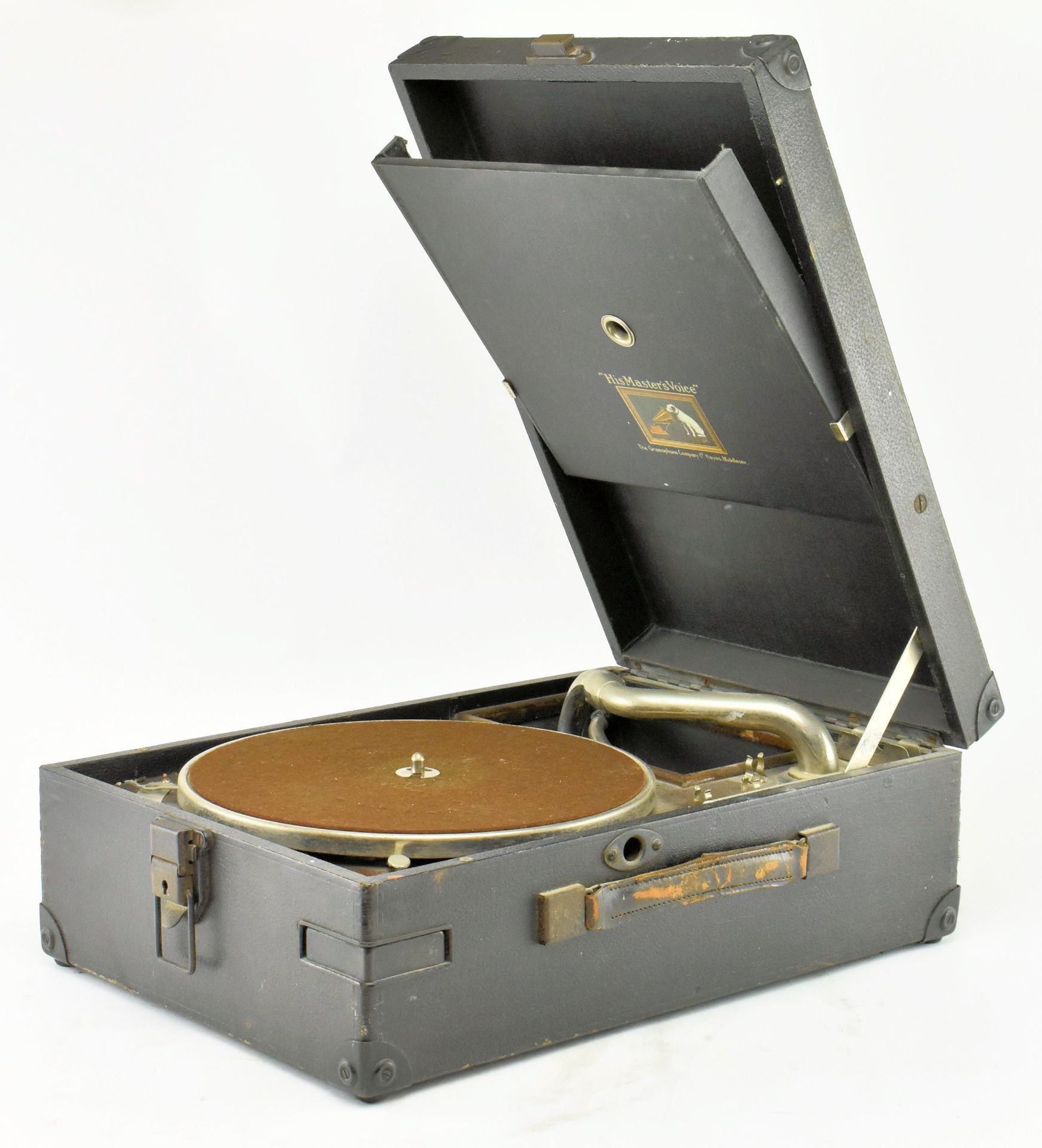 HIS MASTER'S VOICE - LEATHER CASED CIRCA 1925 GRAMOPHONE