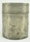 CHINESE REPUBLIC ENGRAVED PEWTER TEA CADDY