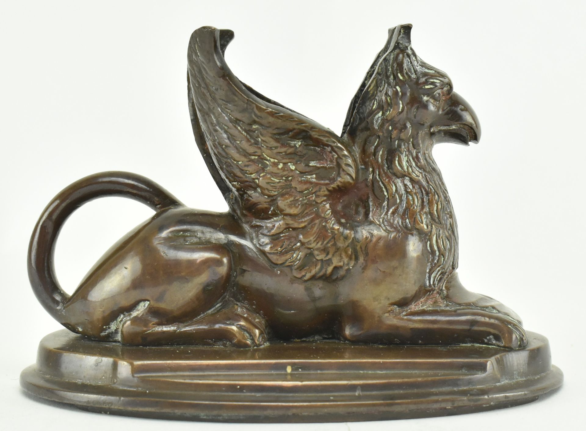 19TH CENTURY BRONZE GRIFFIN CANDLESTICK HOLDER - Image 2 of 6