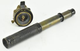 CARY OF LONDON - WW1 ERA COMPASS & AN UNMARKED TELESCOPE