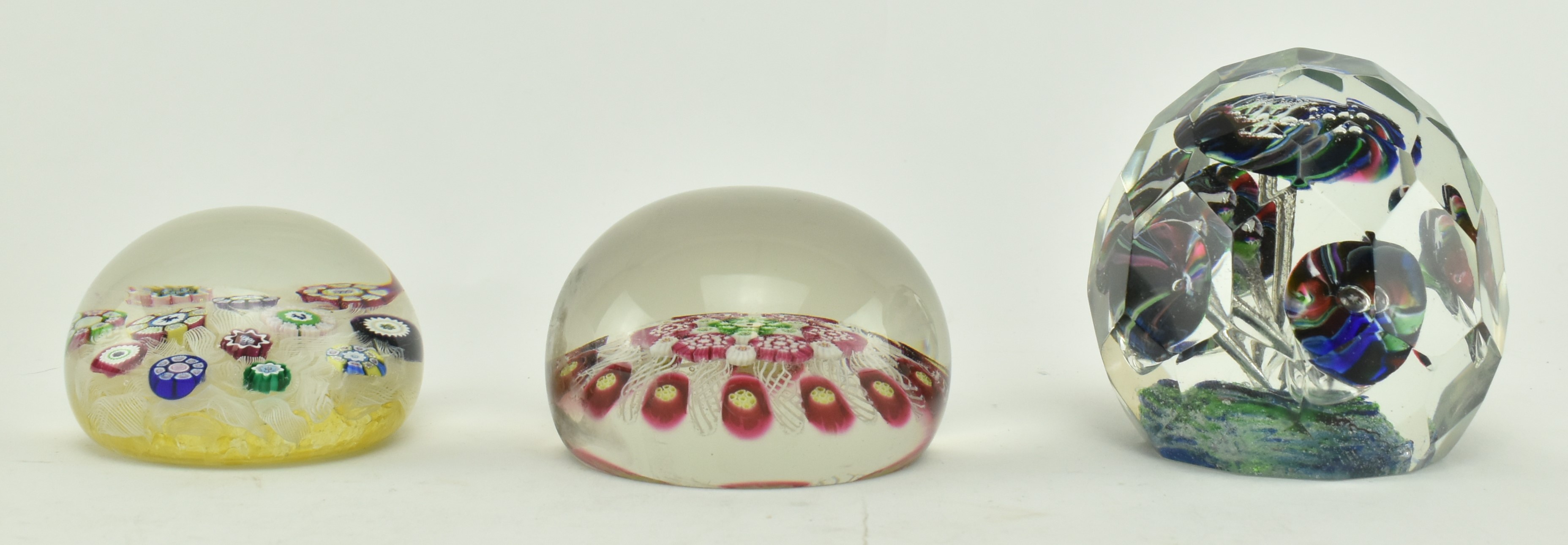 THREE VINTAGE GLASS PAPERWEIGHTS INCL. PERTHSHIRE