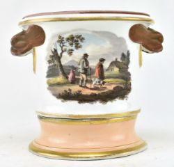 EARLY 19TH CENTURY SPODE PORCELAIN CACHE POT AND STAND