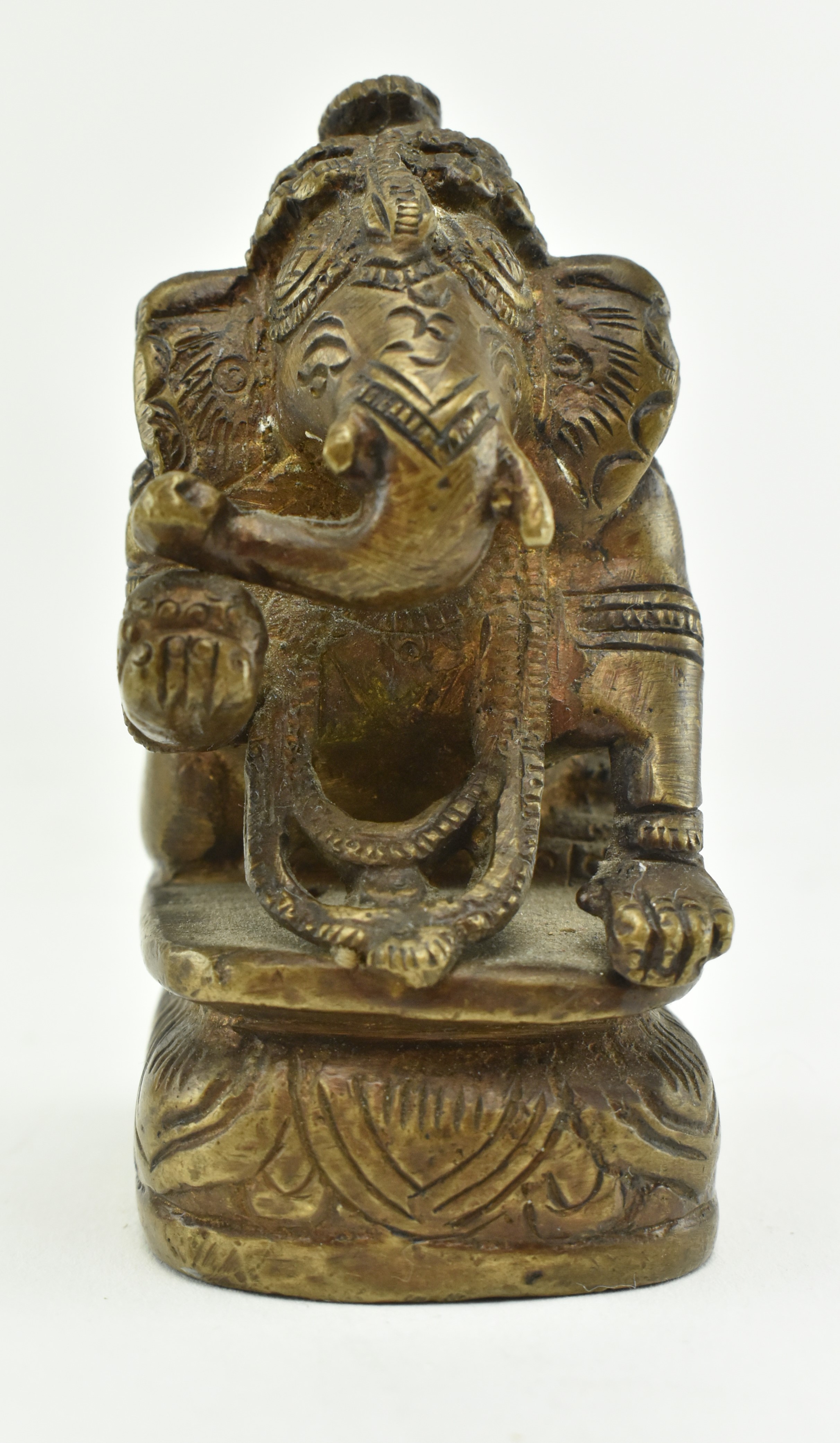 THREE HINDU BRONZE & BRASS STATUES OF THE GOD GANESHA - Image 4 of 8