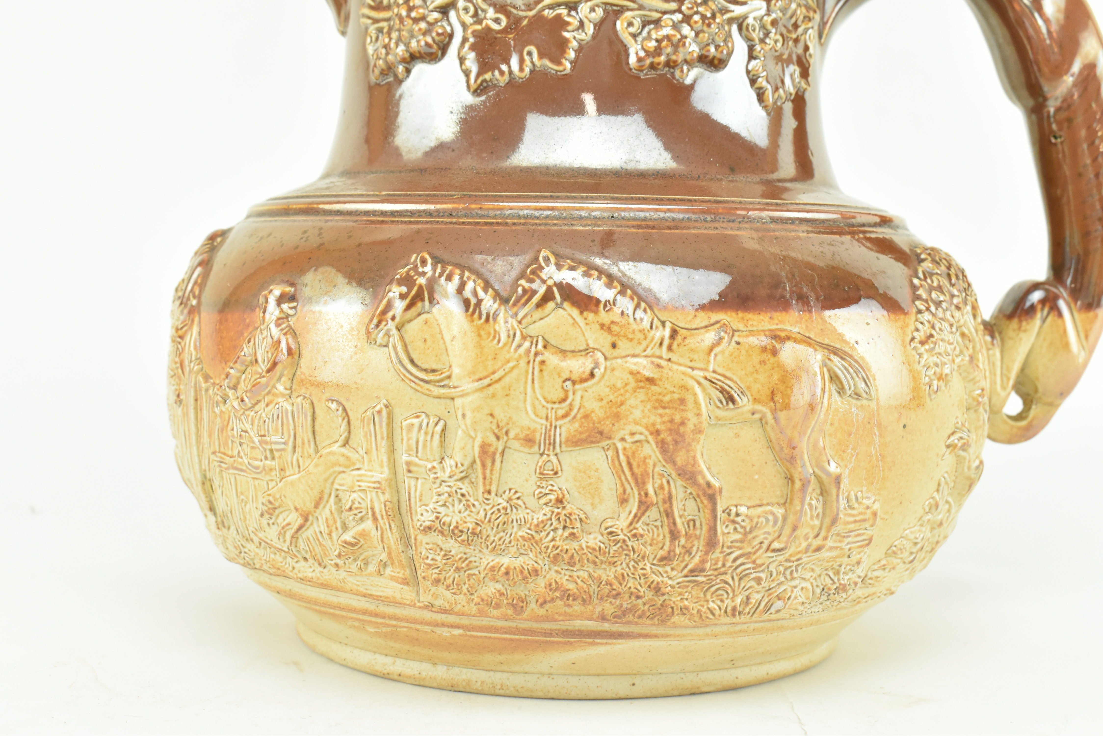 CIRCA 1830s SALT GLAZED STONEWARE JUG WITH HUNTING SCENE - Image 6 of 8