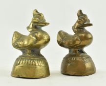 TWO 19TH CENTURY BURMESE OPIUM WEIGHTS IN FORM OF DUCKS
