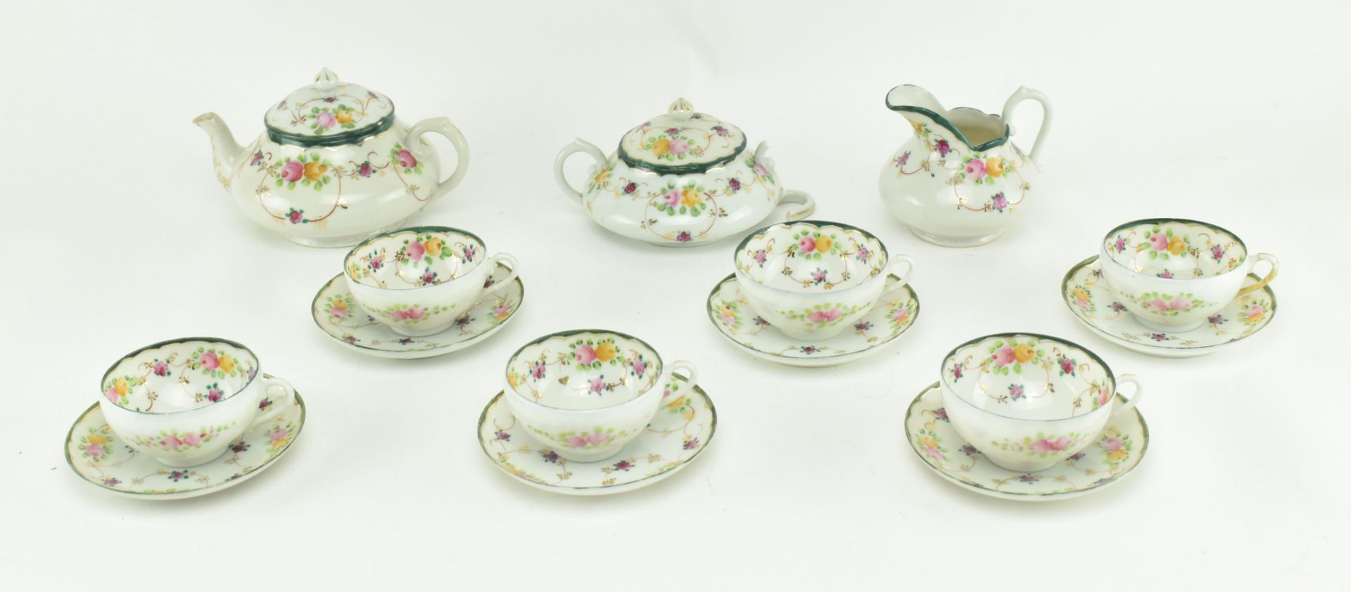 VICTORIAN HAND PAINTED FINE BONE CHINA TEA SERVICE - Image 2 of 11