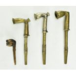 THREE 19TH CENTURY AFRICAN BRASS PIPES