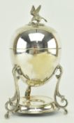 MAPPIN AND WEBB SILVER PLATED EGG WARMER ON TRIPOD FEET