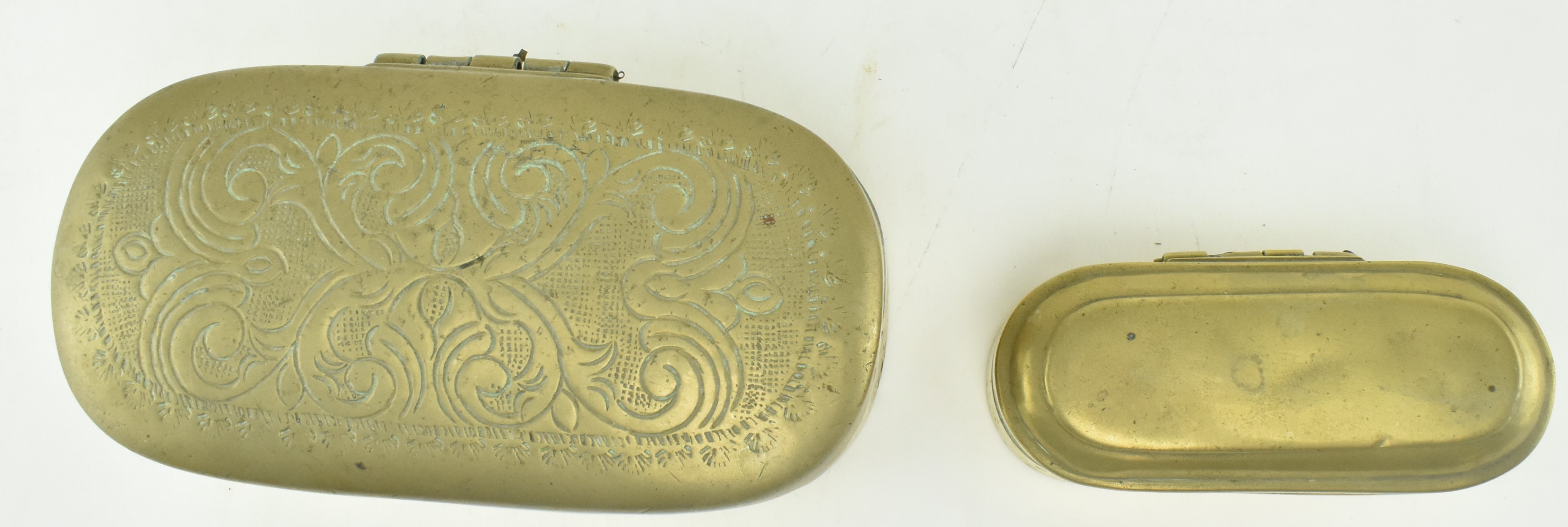 TWO 18TH AND 19TH CENTURY INDIAN BRASS BETEL BOXES - Image 4 of 5