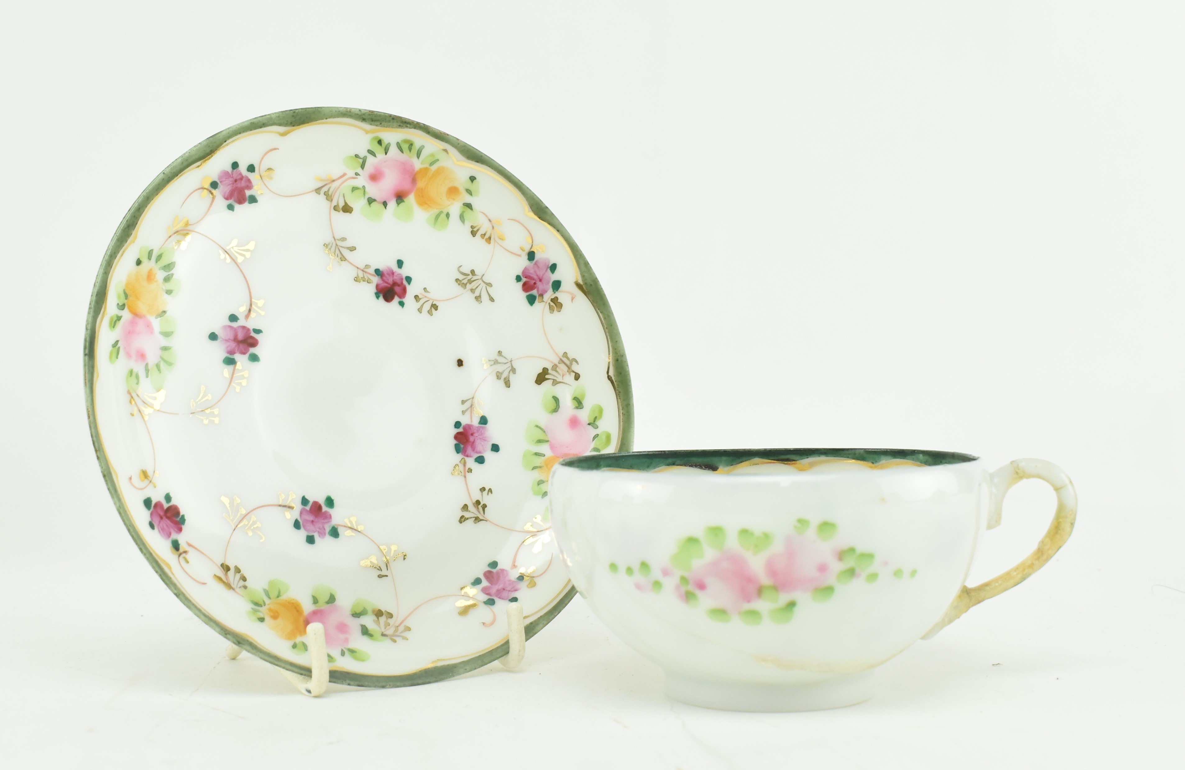 VICTORIAN HAND PAINTED FINE BONE CHINA TEA SERVICE - Image 3 of 11