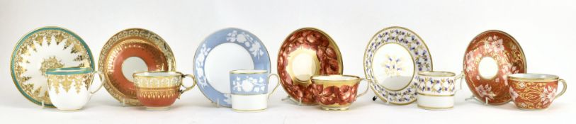 COLLECTION OF 6 19TH CENTURY PORCELAIN TEACUPS & SAUCERS