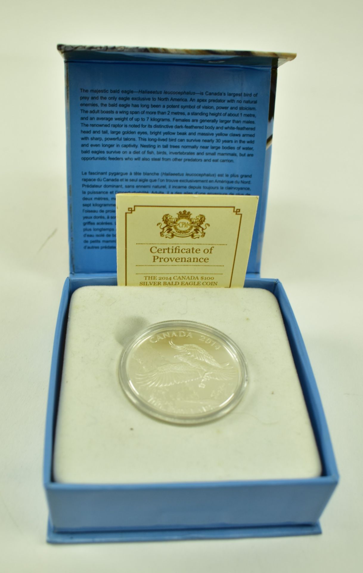 CANADIAN 2014 $100 999.9 SILVER BALD EAGLE PROOF COIN