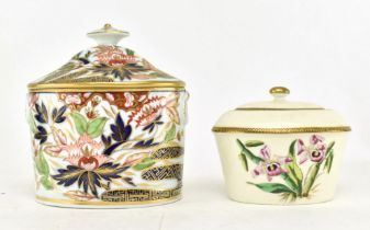 CIRCA 1810s COALPORT FINGER PATTERN LIDDED POT & 1 OTHER