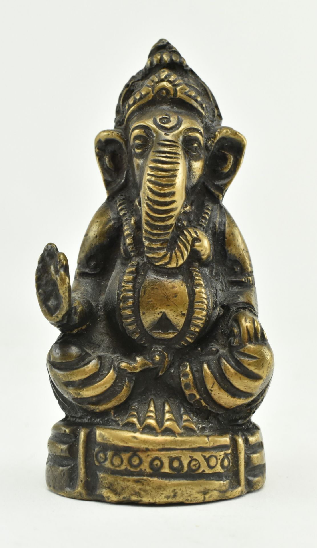 THREE HINDU BRONZE & BRASS STATUES OF THE GOD GANESHA - Image 5 of 8