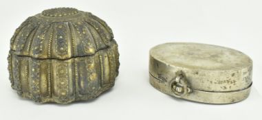 TWO 19TH CENTURY & LATER INDIAN BRASS BETEL BOXES