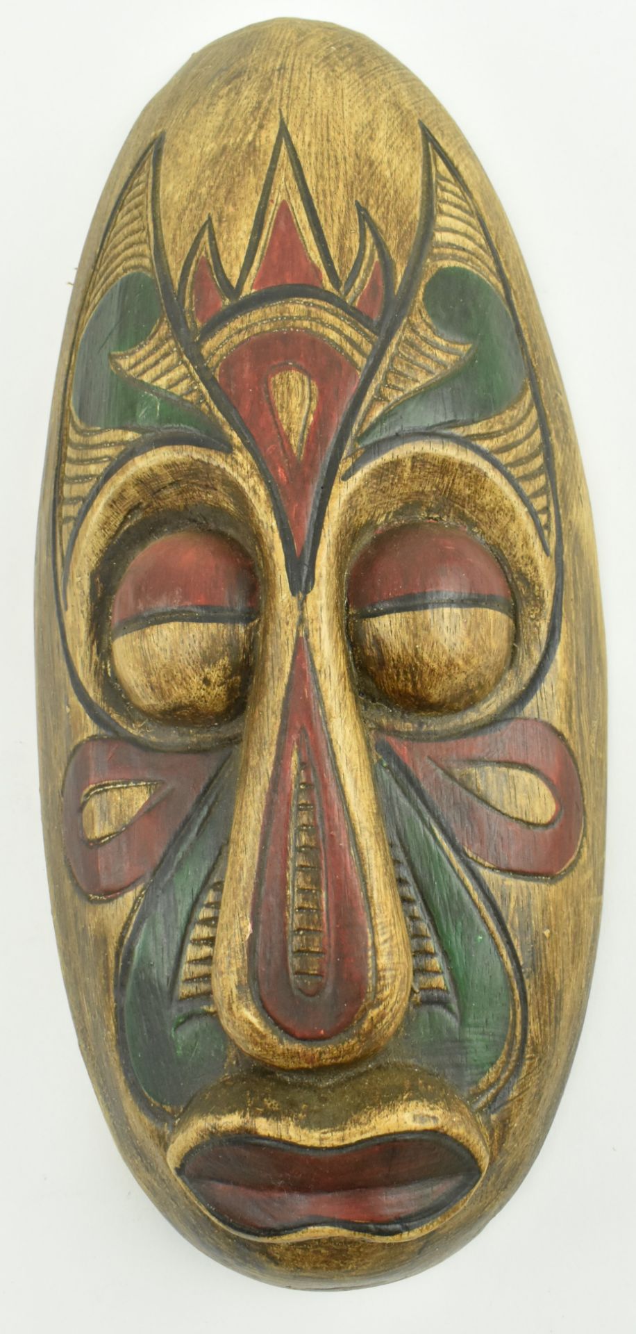 THREE RUSTIC AFRICAN TRIBAL WOODEN WALL MASKS - Image 4 of 5