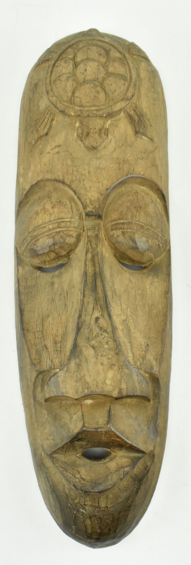 THREE RUSTIC AFRICAN TRIBAL WOODEN WALL MASKS - Image 3 of 5