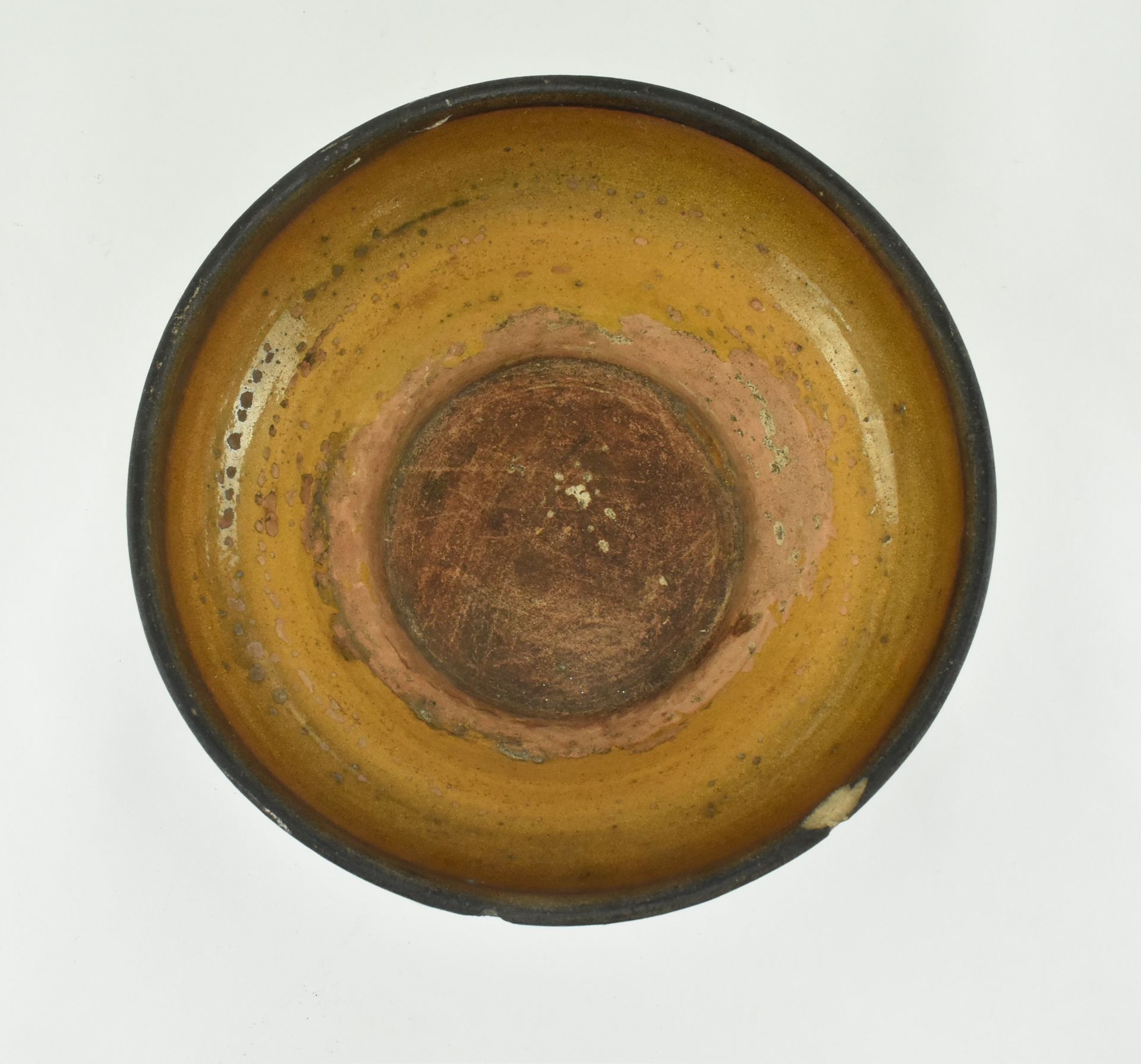 PRIMITIVE 18TH CENTURY GLAZED TERRACOTTA MIXING BOWL - Image 3 of 6