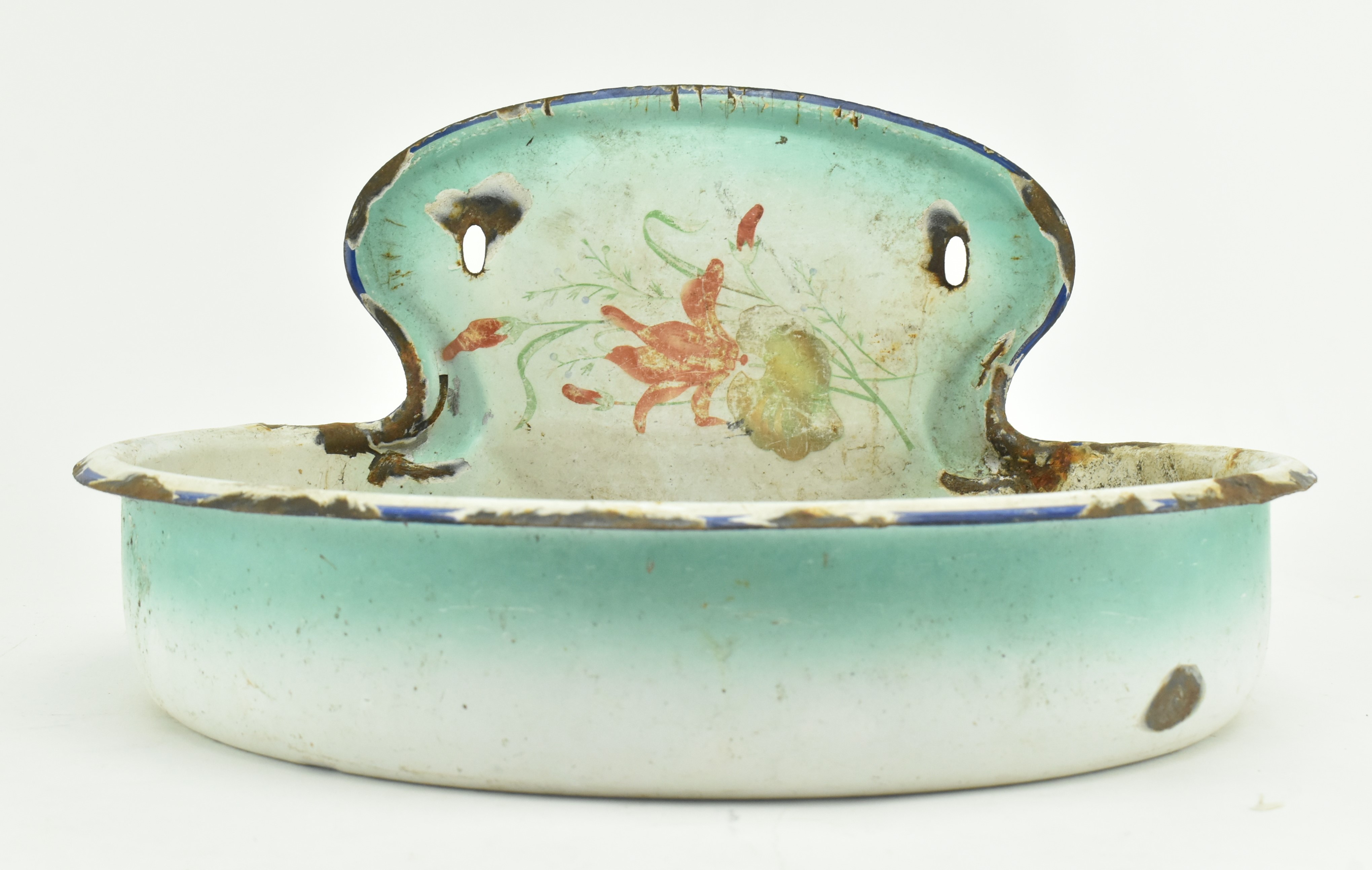 EARLY 20TH CENTURY CZECH ENAMEL PAINTED WALL SINK BASIN - Image 5 of 7