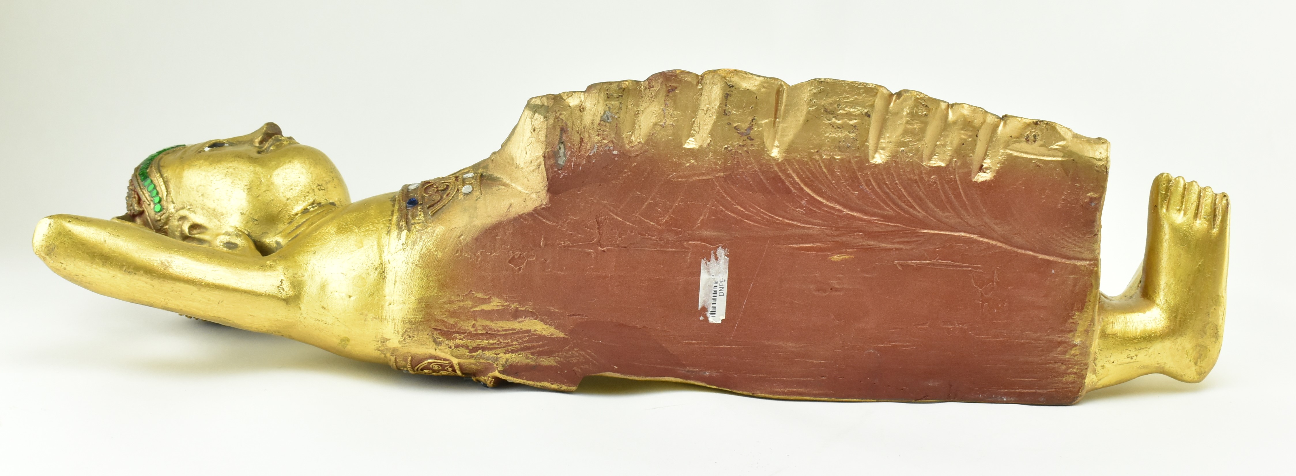 CARVED WOODEN GOLD PAINTED THAI RECLINING BUDDHA - Image 6 of 6