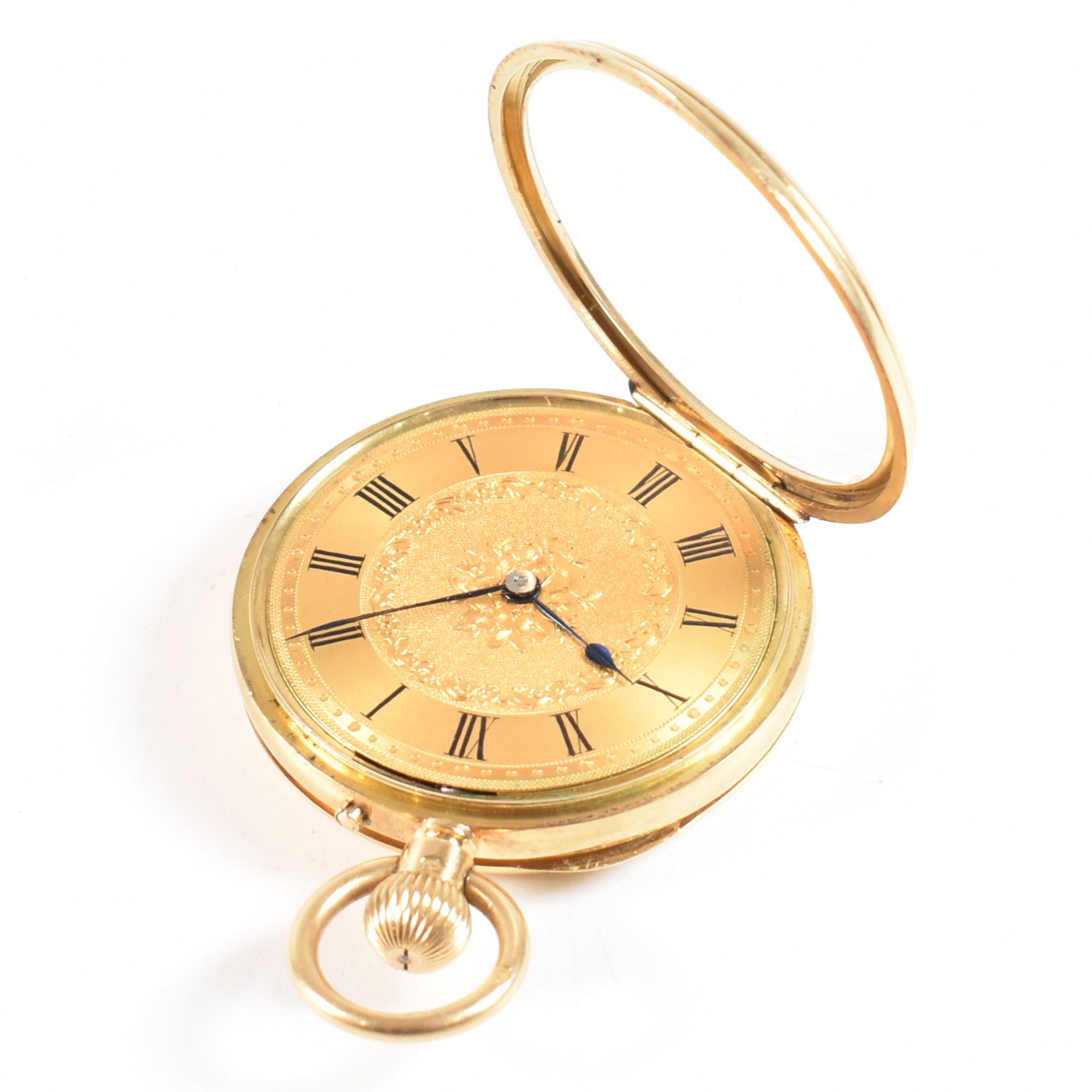 HALLMARKED 18CT GOLD OPEN FACE POCKET WATCH. - Image 6 of 7