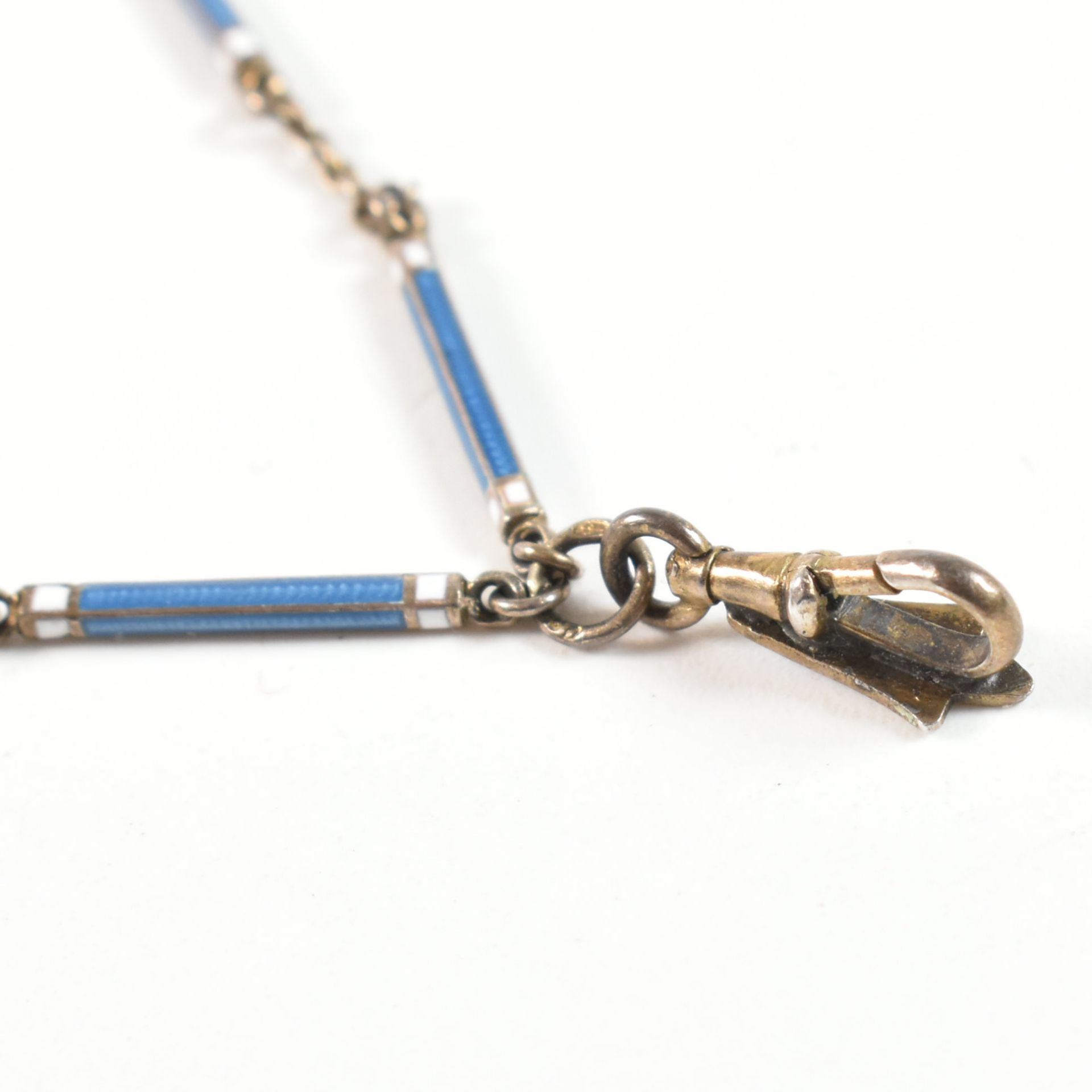 EARLY 20TH CENTURY SWISS SILVER ENAMEL BALL WATCH & CHAIN - Image 7 of 13