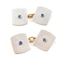 18CT GOLD SAPPHIRE & PLATINUM CUFFLINKS