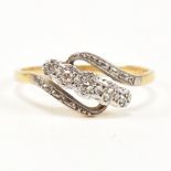 18CT GOLD & DIAMOND FIVE STONE CROSS OVER RING