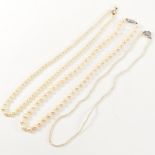 THREE CULTURED PEARL NECKLACES