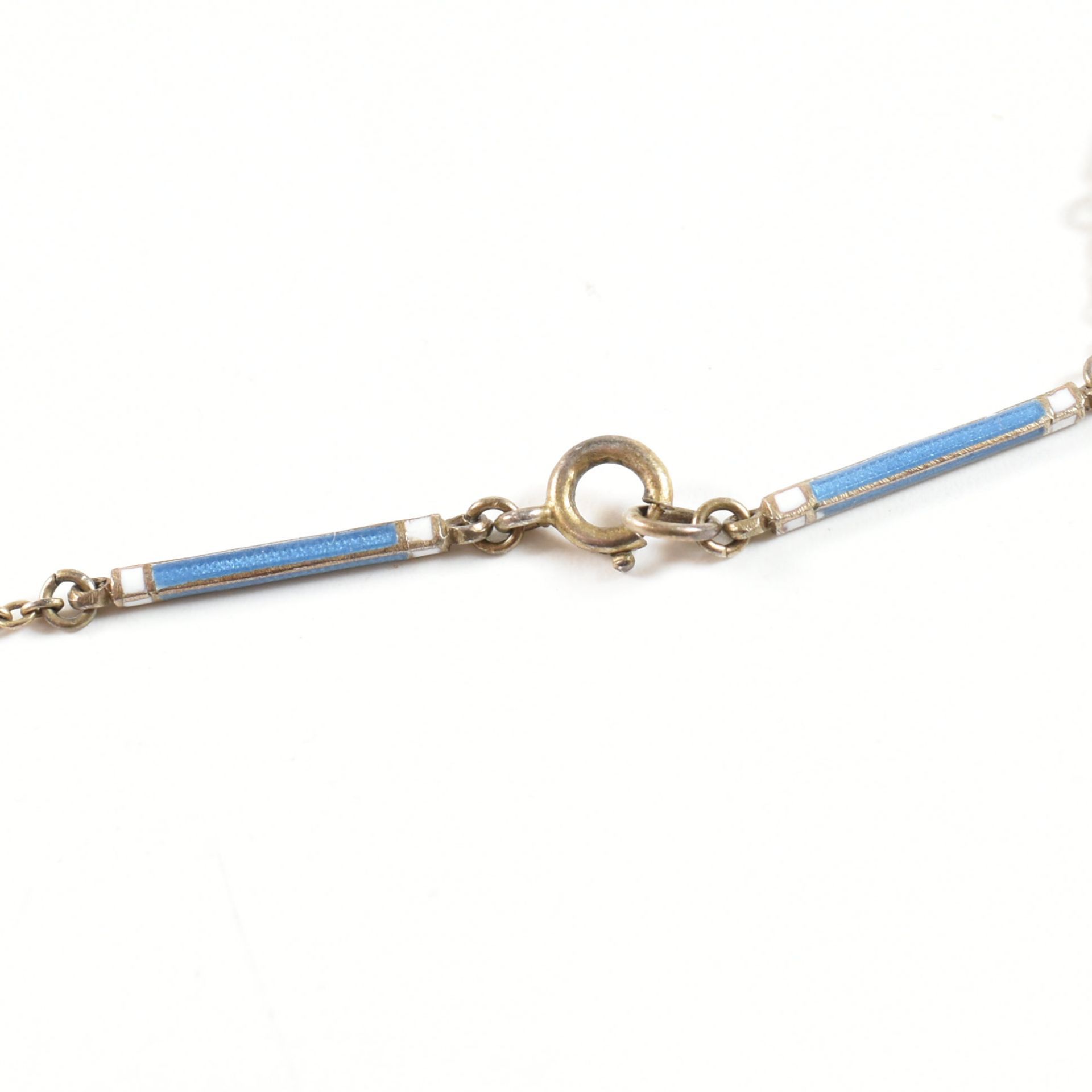 EARLY 20TH CENTURY SWISS SILVER ENAMEL BALL WATCH & CHAIN - Image 8 of 13
