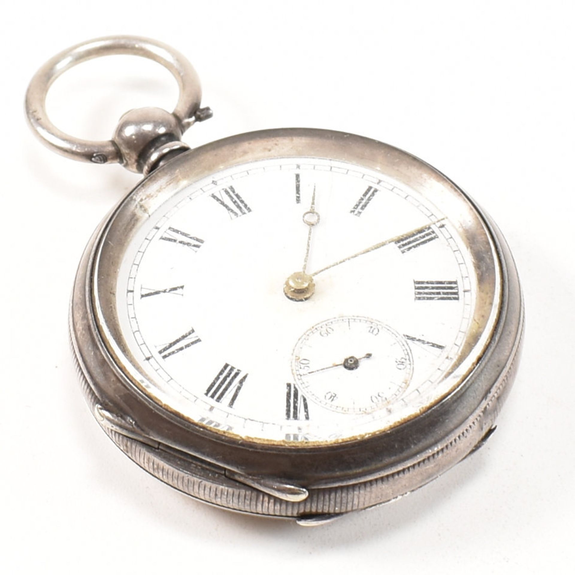 VICTORIAN SILVER POCKET WATCH ON CHAIN WITH KEY & FOBS - Image 5 of 5