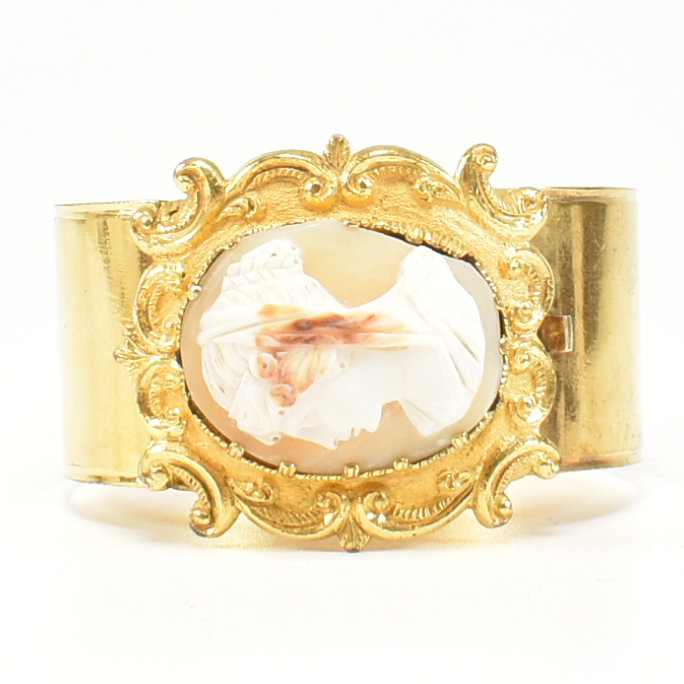 19TH CENTURY SILVER GILT SHELL CAMEO DOUBLE HINGED BANGLE - Image 2 of 11