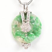 1920S PLATINUM JADE & DIAMOND PENDANT NECKLACE