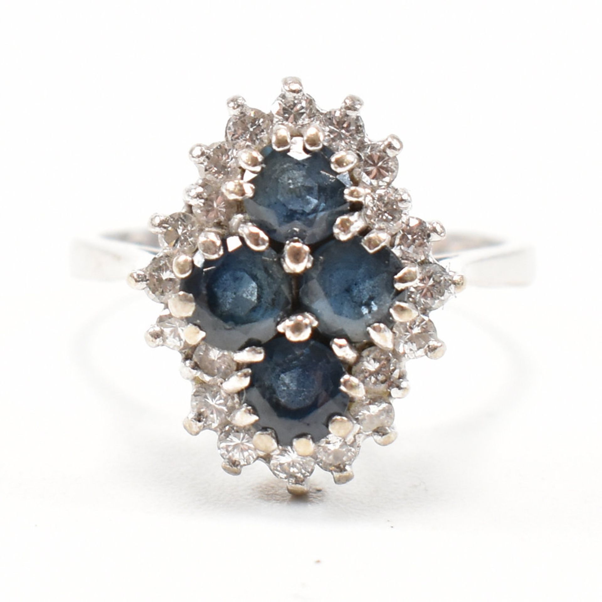 HALLMARKED 18CT WHITE GOLD SAPPHIRE & DIAMOND CLUSTER RING - Image 2 of 7