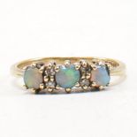 HALLMARKED 9CT GOLD OPAL & DIAMOND RING