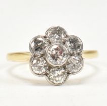 18CT GOLD PLATINUM & DIAMOND DAISY CLUSTER RING