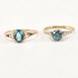 TWO 9CT GOLD & GEM SET SOLITAIRE RINGS