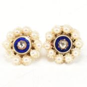 GEORGIAN DIAMOND SEED PEARL & ENAMEL EARRINGS CIRCA 1800