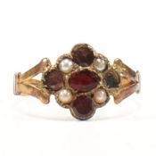 19TH CENTURY GEORGIAN GOLD GARNET & PEARL RING