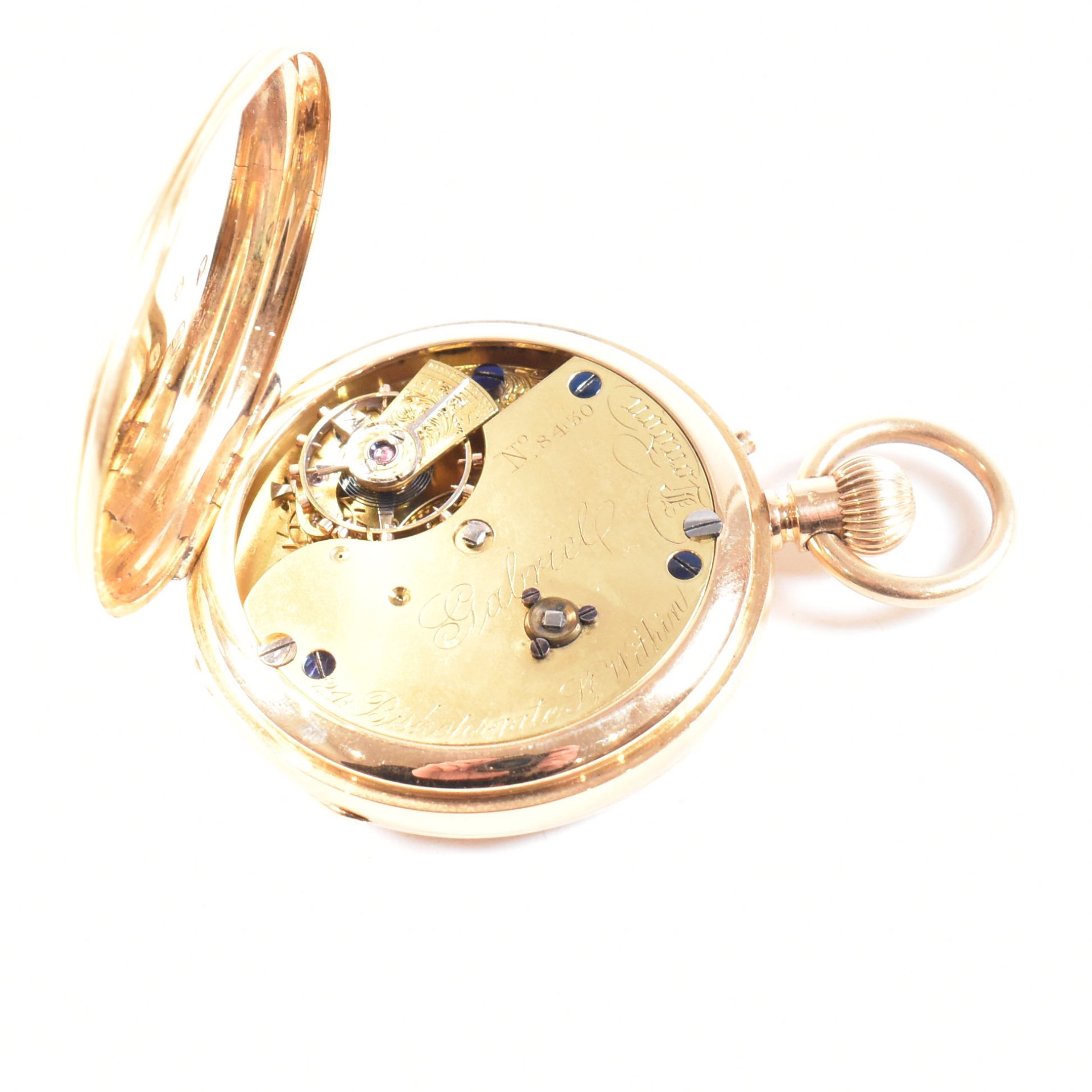 HALLMARKED 18CT GOLD OPEN FACE POCKET WATCH. - Image 5 of 7