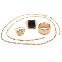 HALLMARKED 9CT GOLD RINGS & CHAIN NECKLACE