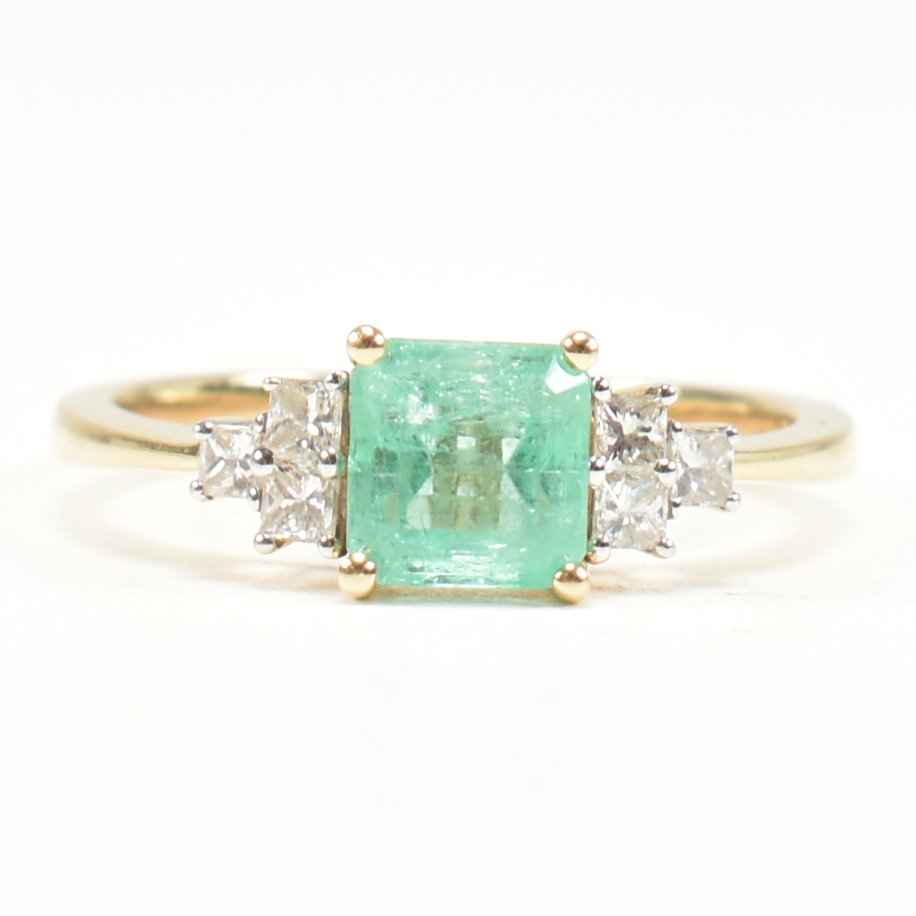 HALLMARKED 14CT GOLD EMERALD & DIAMOND RING