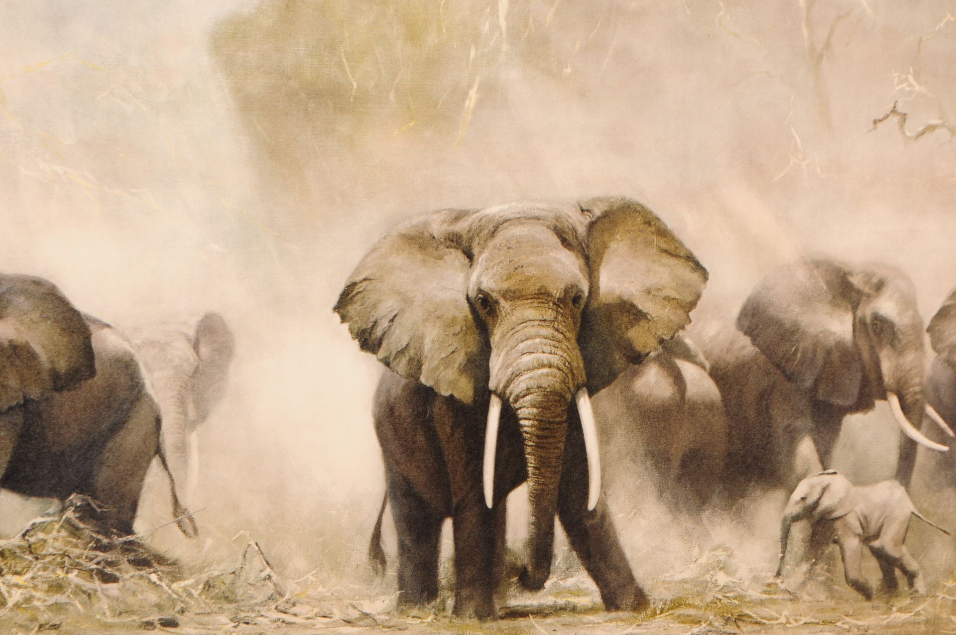 DAVID SHEPHERD PRINT TITLED 'ELEPHANTS AT AMBOSELI' FRAMED - Bild 2 aus 5