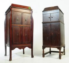 TWO VINTAGE GRAMOPHONE CABINETS ONE WITH GRAMOPHONE
