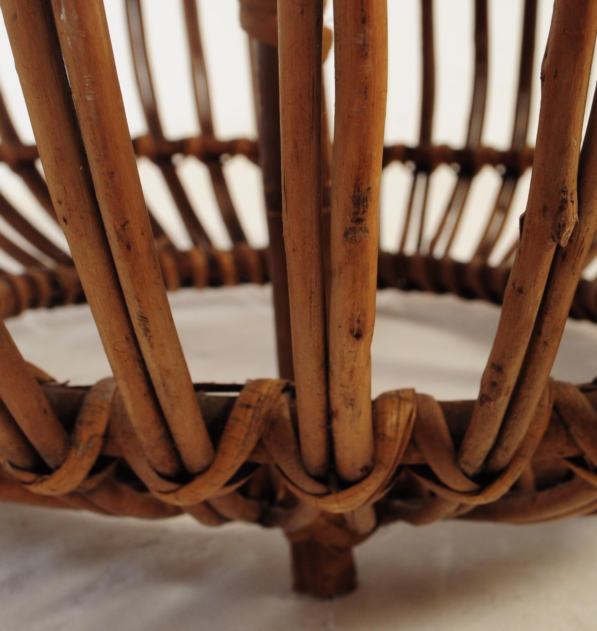 VINTAGE 1970S FRANCO ALBINI MANNER RATTAN CONSERVATORY STOOL - Image 3 of 4