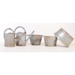 FIVE MID CENTURY GALVANISED BATH PLANTER & WATERING CANS