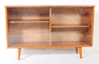 BRITISH MODERN DESIGN - MID CENTURY TEAK GLASS BOOKCASE